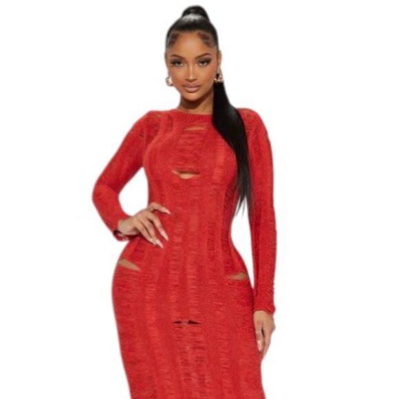 Los Cabos Crochet Midi Dress - Rust (NWT) XL - Picture 3 of 9